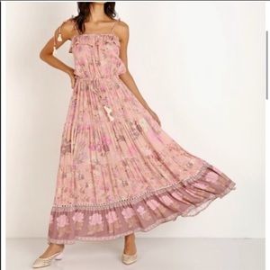 Wild Bloom Gypsy Strappy Maxi Dress Blush Pink